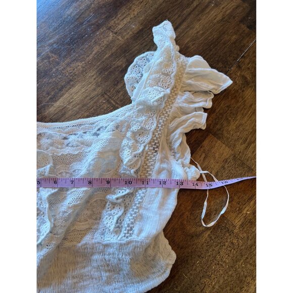 Free People Flutter Sleeve Cropped Bohemian Square Neck Top Size Small - Picture 9 of 10